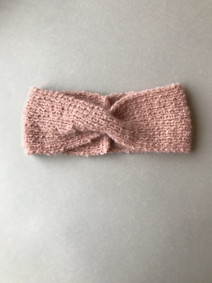 Image Bandeau adulte tricoté à la main en laine alpaga rose 