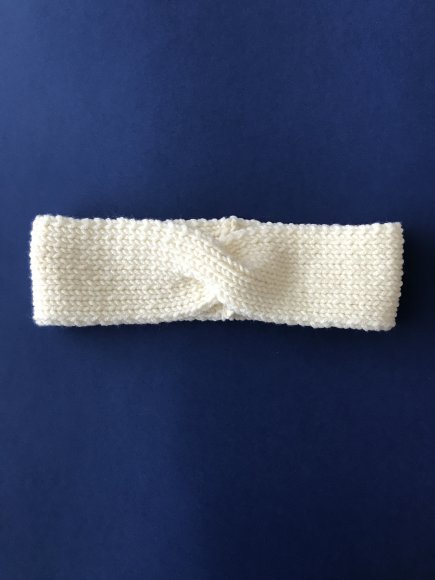 Image Bandeau adulte tricoté à la main en laine Mérinos lait